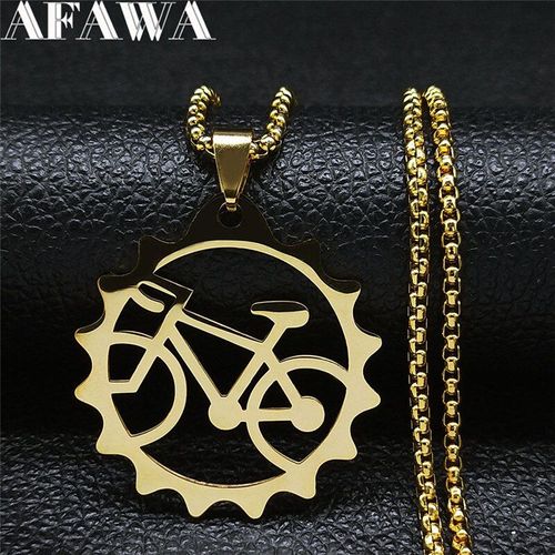Collier De Vélo De Sport En Acier Inoxydable Pour Femmes/Hommes, Pendentif De Couleur Or, N4108s01, 2021