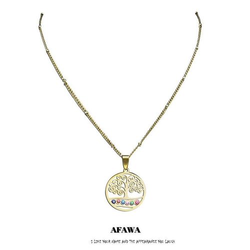 Collier Rond Avec Arbre De Vie En Acier Inoxydable Pour Femmes, Bijoux Avec Yeux De Dinde, Couleur Or, Chaîne Islamique