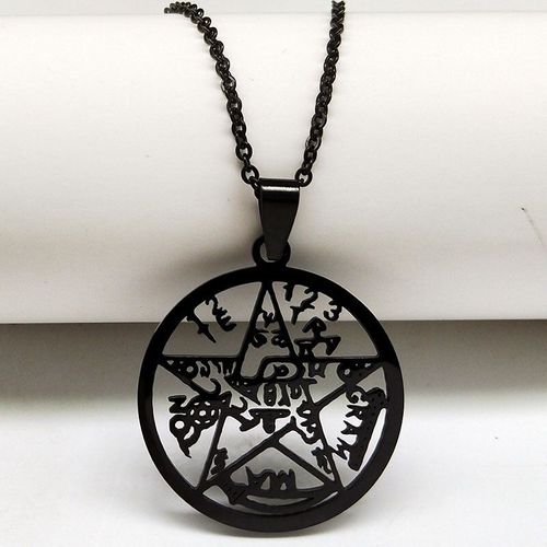 Collier Pentagramme En Acier Inoxydable Pour Femmes, Accessoire De Mode, Couleur Noire, Chaîne, Bijoux, 2021, N18762