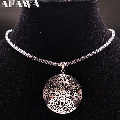 Collier À Grandes Fleurs Rondes En Acier Inoxydable Pour Femmes, Bijoux Ras Du Cou, Couleur Argent, N17932, 2021