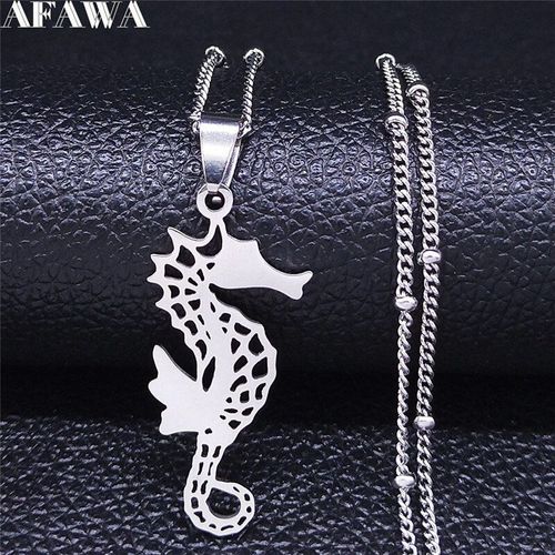 Collier Animal Hippocampe En Acier Inoxydable Pour Femmes, Couleur Argent, Bijoux, N4216s01, 2021