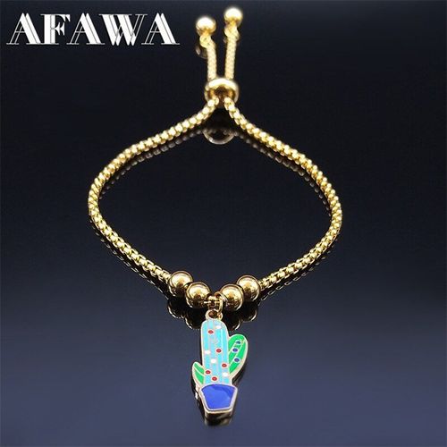Bracelets En Perle De Cactus En Acier Inoxydable 2021, Breloques Pour Femmes/Enfants, Chaîne De Couleur Or, Bijoux Pulsera Mujer