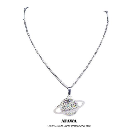 Colliers En Acier Inoxydable 2021, Cristal Blanc Planète, Breloque Pour Femmes, Petits Colliers Couleur Argent, Bijoux Cadena N4900s01