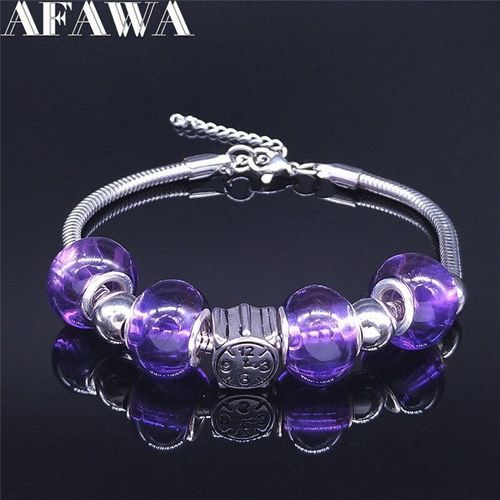 Bracelet En Acier Inoxydable Pour Femme, Réveil, En Verre Violet, Couleur Argent, Bijoux, Bxs01