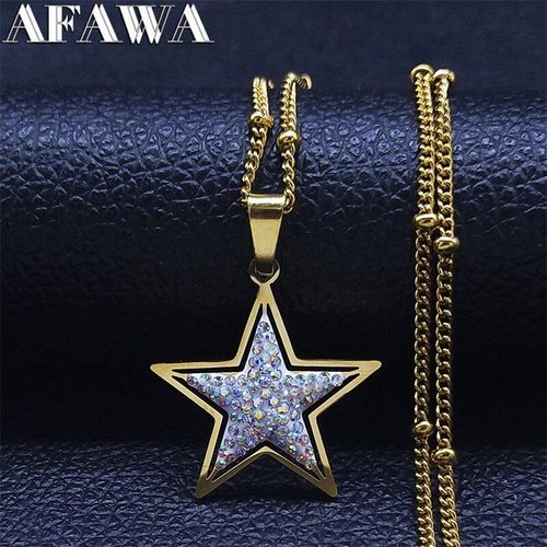 Collier Ras Du Cou En Acier Inoxydable Pour Femmes, Cristal Blanc, Petite Étoile, Couleur Or, Bijoux, N8043s01, 2021