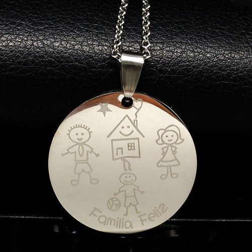 Colliers De Famille En Acier Inoxydable Pour Femmes, Cadeau Argenté, Pour Papa, Maman, Garçon Et Fille, Bijoux De Maison, 2021, N17953