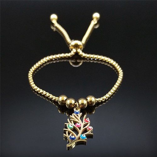 Bracelets En Acier Inoxydable Avec Perles En Forme D'oeil De Turquie Pour Femme, Bijou De Charme Musulman, Couleur Or