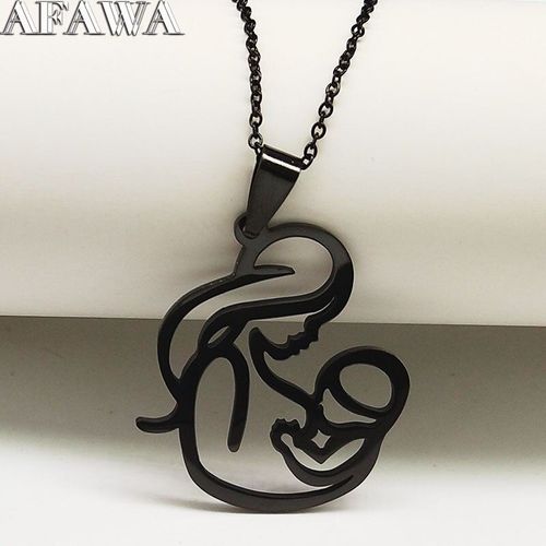 Collier De Déclaration Maman Et Bébé En Acier Inoxydable Pour Femmes, Couleur Noire, Pendentifs, Bijoux, Accessoires, 2021, N18855