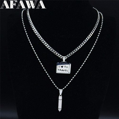 Collier Double Couche En Acier Inoxydable Pour Enseignant, Bijoux Crayon En Émail Noir, N1983s01, Nouvelle Collection 2021