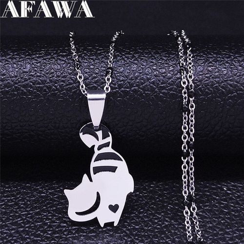 Collier À Breloques En Acier Inoxydable Pour Femme, Pendentif Chat Coupé, Couleur Argent, Animaux De Compagnie, Bijoux, Nxs01