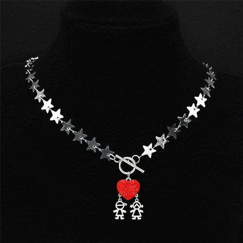 Colliers À Breloques En Acier Inoxydable Pour Fille Et Garçon, Couleur Argent, N4816s01