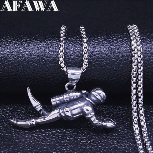 Colliers Longs De Plongée En Acier Inoxydable Pour Femmes Et Hommes, Pendentifs De Couleur Noire, Bijoux, Nxs01