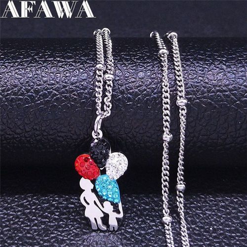 Collier En Acier Inoxydable Pour Maman Et Bébé, Couleur Cristal, Argent, Bijoux Pour Femmes