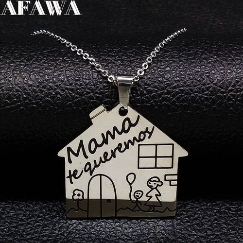 Collier En Acier Inoxydable Pour Femmes Et Enfants, En Émail Noir, Couleur Argent, Pendentifs, Bijoux, N811s01