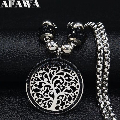 Collier De Déclaration En Acier Inoxydable Pour Femmes, Perle De Couleur Argent, Cristal Noir, Bijoux À La Mode, 2021