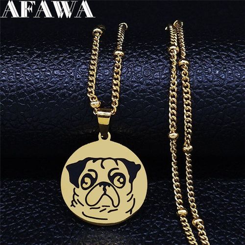 Collier Et Pendentif En Acier Inoxydable Pour Femme, Petit Bijou Doré, Carlin, Chien, À La Mode, 2021, Nxs04