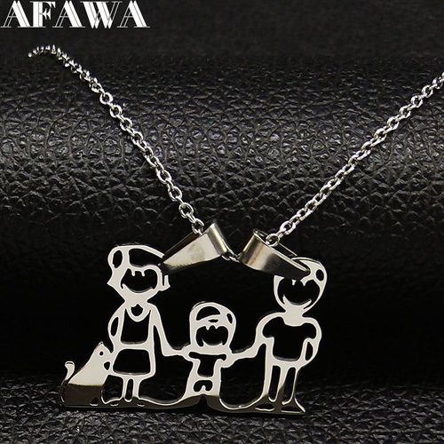 Collier Avec Pendentif En Acier Inoxydable Pour Femme, Chaîne À La Mode, Couleur Argent, Un Garçon, Chat, N342s01, 2021