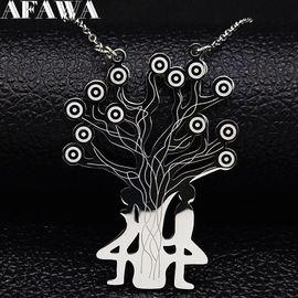 Collier En Acier Inoxydable Pour Hommes Et Femmes, À La Mode, Garçon Et Fille, Couleur Argent, Arbre De Vie, Bijoux, N516s01
