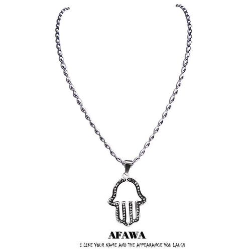 Collier Chaîne Main En Acier Inoxydable Et Cristal Noir Pour Femmes Et Hommes, Couleur Argent, Pendentif, N4897s01, 2021