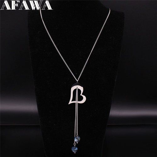 Collier En Forme De C¿Ur En Acier Inoxydable Pour Femme, Long Bijou Avec Pompon Argenté, N20185, Nouveauté 2021