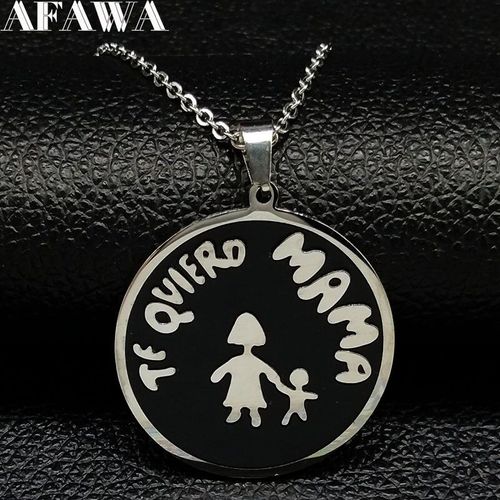 Collier Chaîne En Acier Inoxydable Pour Femmes, Noir, Famille, Pendentifs, Bijoux Colgantes Mujer Moda N1842, 2021
