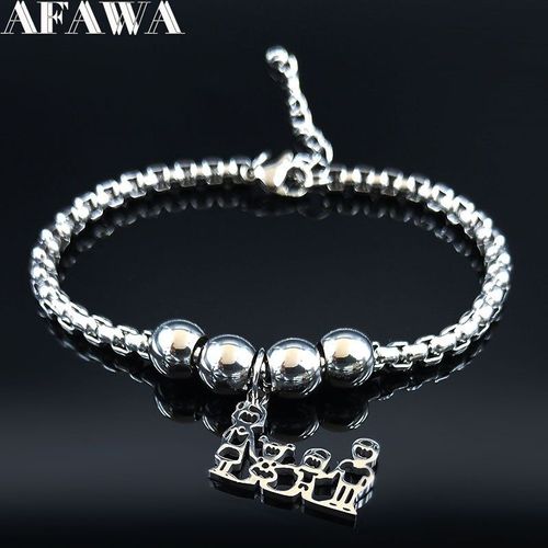 Bracelet À Chaîne En Acier Inoxydable Pour Fils Et Filles, Bijou De Charme, Couleur Argent, À La Mode, 2021, B1855501