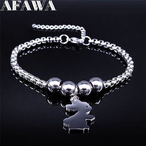 Bracelets De Perles En Acier Inoxydable, Animal Lapin, Pour Femmes/Hommes, Chaîne, Bijoux, Bxs01