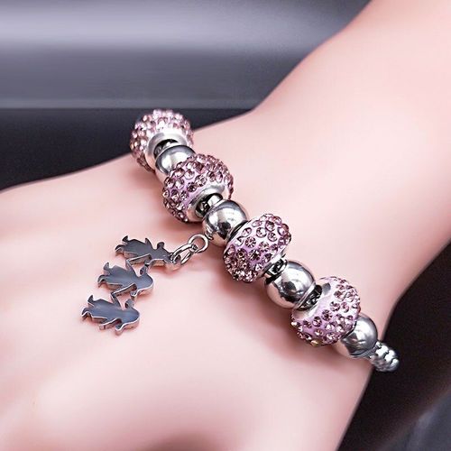 Bracelet À Trois Grilles En Acier Inoxydable Et Cristal Rouge Pour Femmes, Bijoux D'amitié, Couleur Argent, B18541, 2021