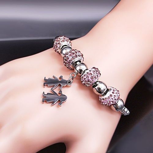 Bracelets D'amitié En Acier Inoxydable Et Cristal Bleu Pour Femmes, Bijoux À La Mode Pour La Famille, Deux Grils, Couleur Argent, B18540, 2021
