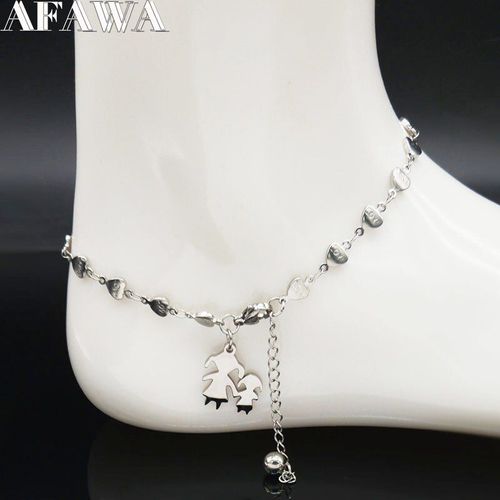 Chaîne De Cheville En Acier Inoxydable Pour Femmes, Bijoux De Pied Couleur Argent, À La Mode, Maman Et Gril, 2021