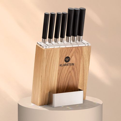 Set De Couteaux - Klarstein Kitano - Avec Bloc 7 Couteaux En Acier Élégant - Bloc En Bois De Chêne