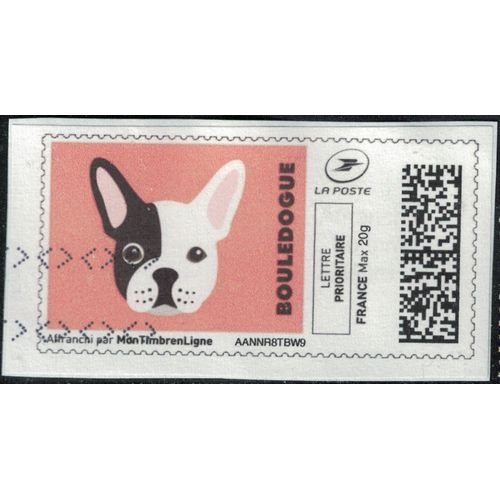 France Vignette Oblitérée Sur Fragment Used Mon Timbre En Ligne Tête De Chien Bouledogue Su