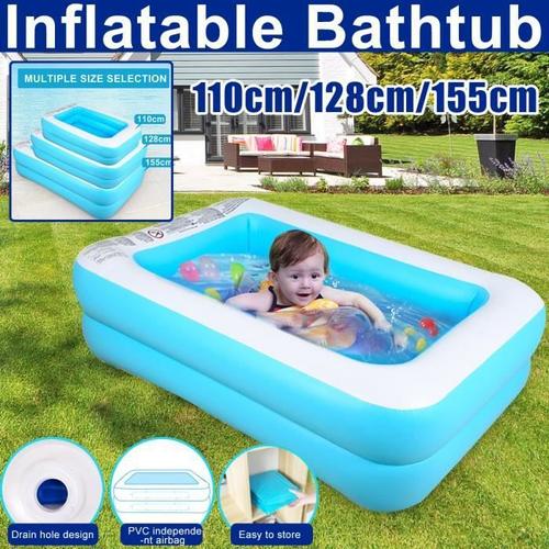 Piscine Gonflable Rectangulaire Pour Enfant Famille Jardin Ext Rieur Aire De Jeux Pataugeoire 128 X 85 X 45 Cm Rakuten