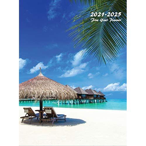 2021-2025 Five Year Planner: Large 60-Month Monthly Planner With Hardcover (Tropical Beach)