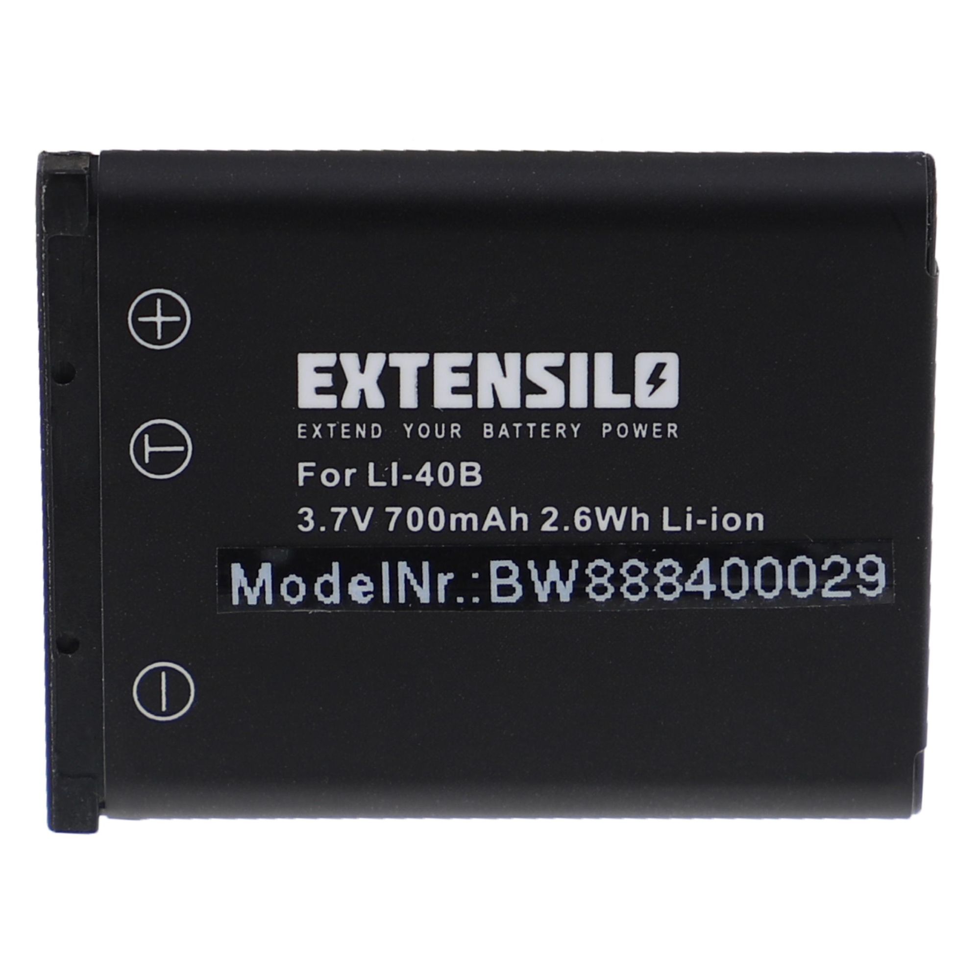 EXTENSILO Batterie compatible avec Polaroid T730, T831, T833 appareil photo, reflex numérique (700mAh, 3,7V, Li-ion)