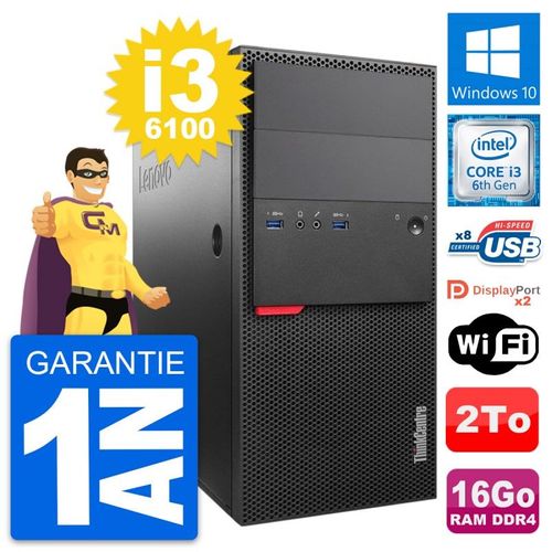 PC Tour Lenovo ThinkCentre M800 Core i3-6100 RAM 16Go Disque 2To Windows 10 Wifi