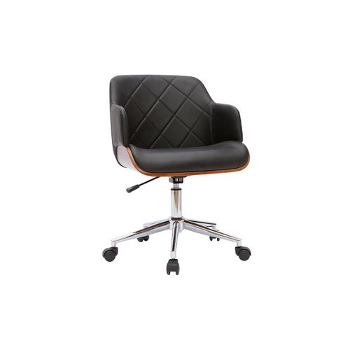 Fauteuil De Bureau Design Noir Et Bois Foncé Sandro
