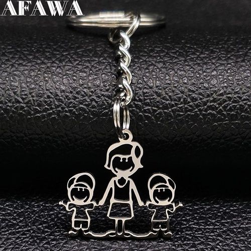 Pendentif Famille Maman Deux Garçons En Acier Inoxydable, Clé Pour Femmes, Porte-Clés Couleur Argent, Bijoux Enfant, Porte-Clé, 2021