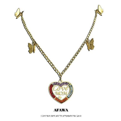 Collier Avec Pendentif Papillon Amour Maman, En Acier Inoxydable, Cadeau Pour Maman, En Forme De C¿Ur, Bijoux Colgante Mujer Moda N9528s05