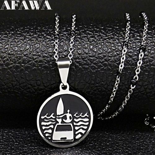 Collier Pendentif En Acier Inoxydable, En Émail Noir De Surf De Mer, Chaîne De Vagues D'océan, Cadeau De Plage, Bijoux N1840s01, 2021