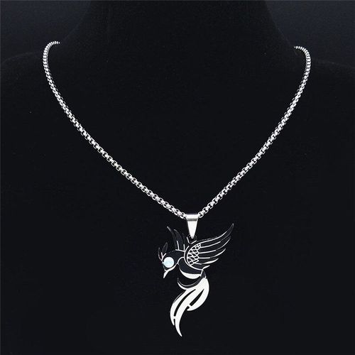 Collier Avec Pendentif En Pierre De Lune Et Colibri, En Acier Inoxydable, Bijoux En Argent, À La Mode, N2204s01, 2021