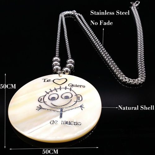 Collier Avec Pendentif Coquillage Pour Garçon, Mignon, En Acier Inoxydable, Couleur Argent, Bijoux, Grandes Tailles, N7642