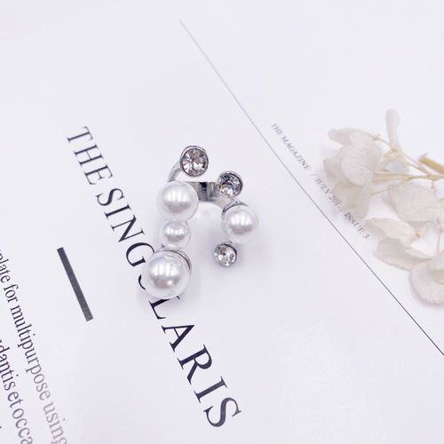Bague Rétro Surdimensionnée Multi-Perles Pour Femmes, Bijoux De Mariage Coréen Élégant, Cristal Brillant, Strass Irrégulier