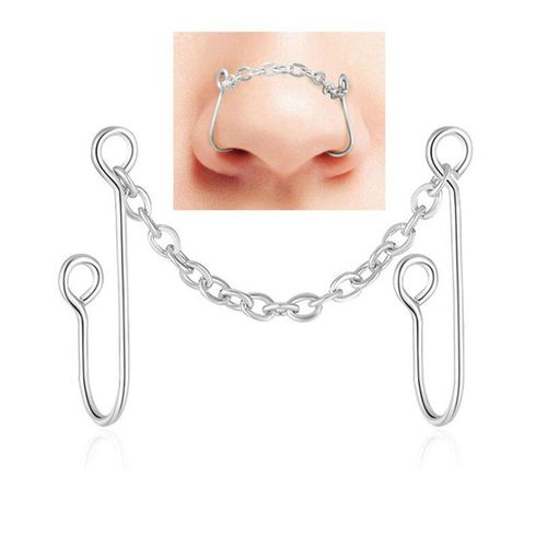 Chaîne De Nez Unique Pour Double Faux Nez, Manchette De Piercing, En Laiton Doré 2021, Faux Nez Non Percé, Anneau De Nez, Bijoux