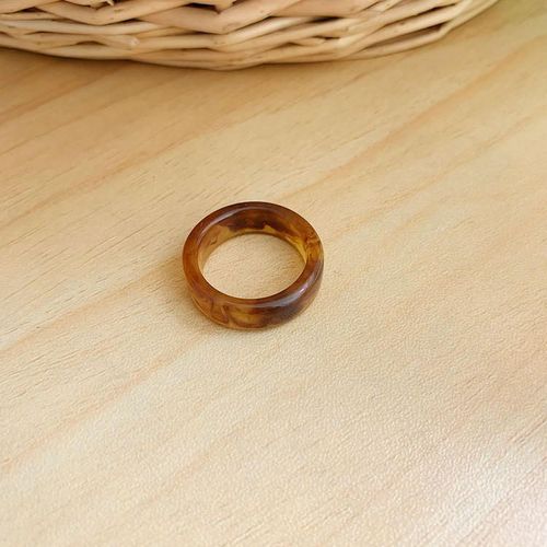 Bague Acrylique À Géométrie Ronde Transparente Pour Femmes, Anneau Blanc Vintage Chic En Résine De Café Minimaliste, Bijoux Cadeaux De Fête, Nouvelle Collection