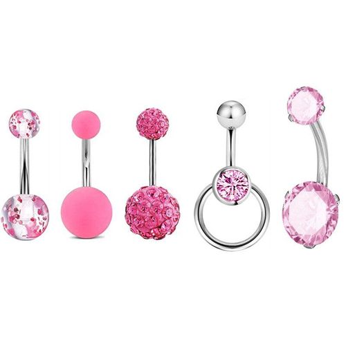 Piercing De Nombril Pour Femmes, 5 Pièces/Lot, Strass, Bouton De Ventre, Anneaux En Acier Chirurgical, Cz Cristal Zircon, Bijoux De Corps 316l