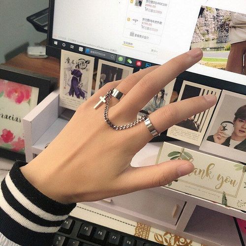 Bague Noire Vintage, Grande Croix Ouverte Pour Femmes, Bijoux De Fête Pour Hommes, Tendance, Gothique, Couleur Métal, Vente En Gros, 1 Pièce
