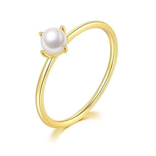 Bague En Or Jaune Clair Avec Mini Perles Pour Femmes, Bijoux De Fiançailles Et De Mariage À La Mode, Style Minimaliste
