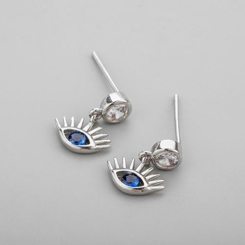 Boucles D'oreilles En Argent Sterling 925 Pour Femmes, Bijoux De Fête En Argent Cz Bleu, Yeux, Vente En Gros
