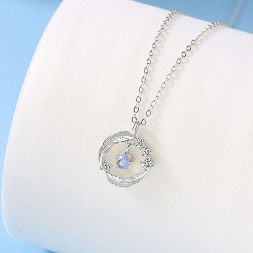Collier Avec Pendentif En Pierre De Lune Et Plume Pour Femmes, En Argent Sterling 925, Bijoux Cadeau, Vente En Gros